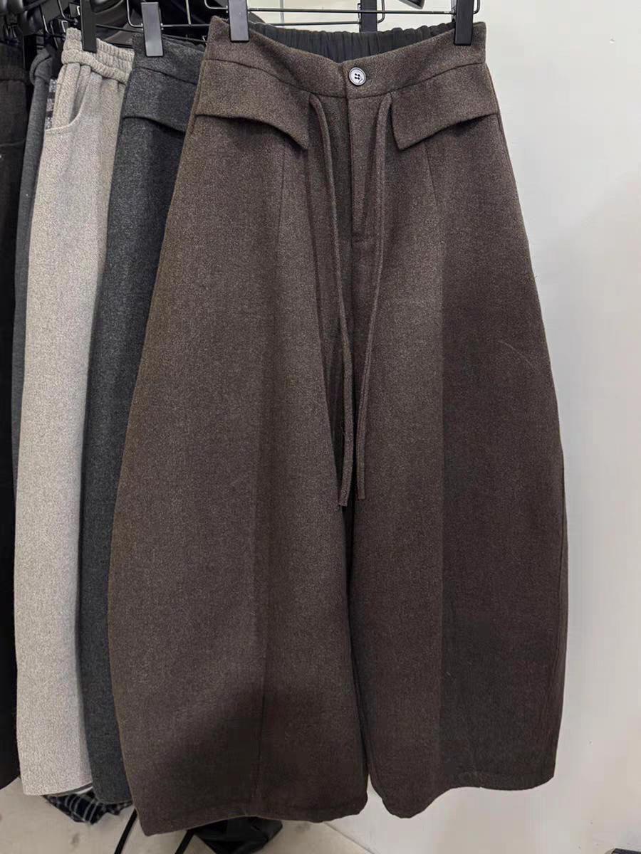 

Women s Stylish Red Corduroy Wide-Leg Floor-Length Pants Medium коричневый