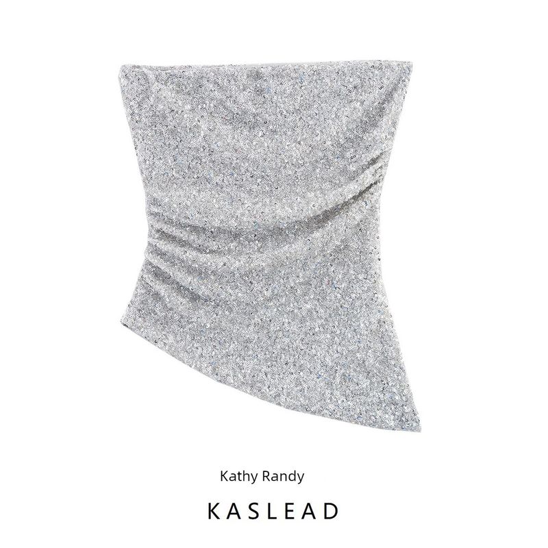 Kaslead New Women Clothes Western Style Fashion Slim Fit Sequin Tube Top Top 1014802 808