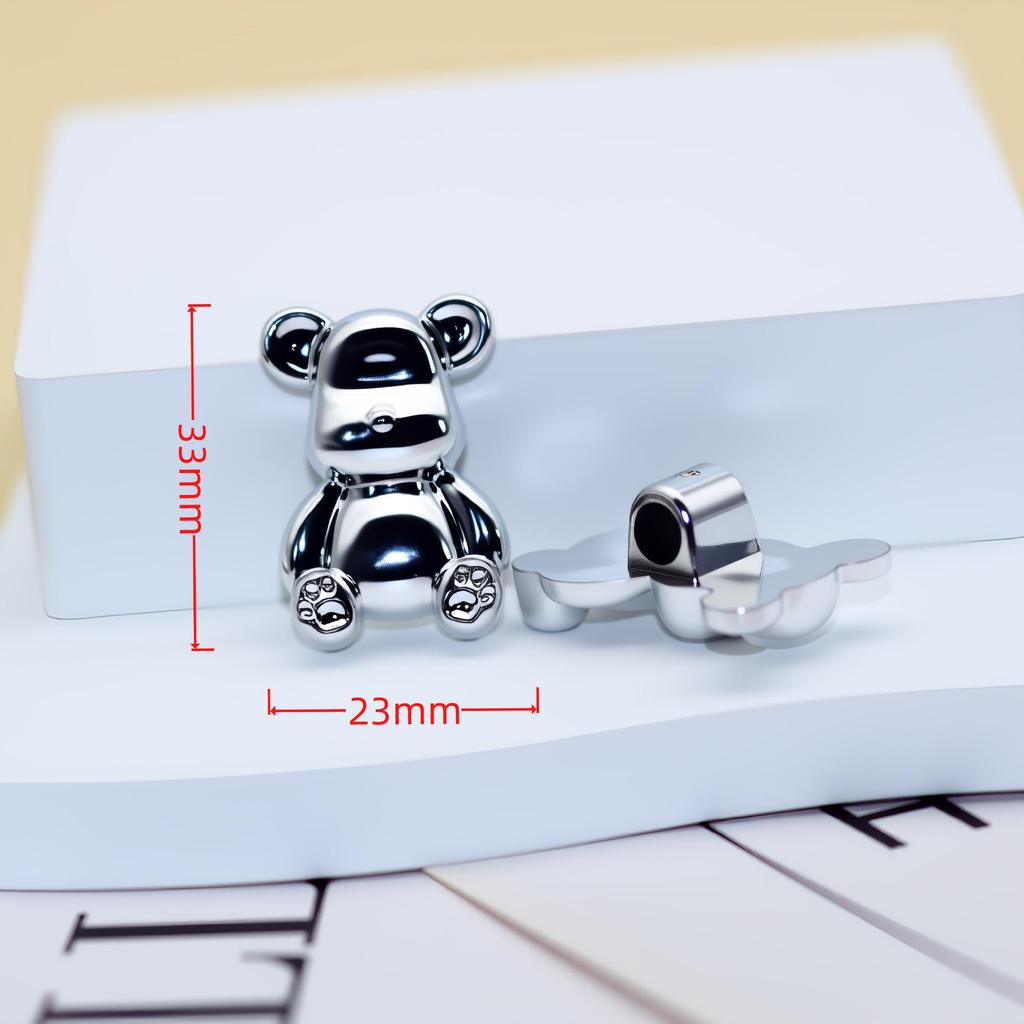 Elegant Matte Silver Teddy Bear Heart Strawberry Jewelry Hair Accessories with Handmade Details