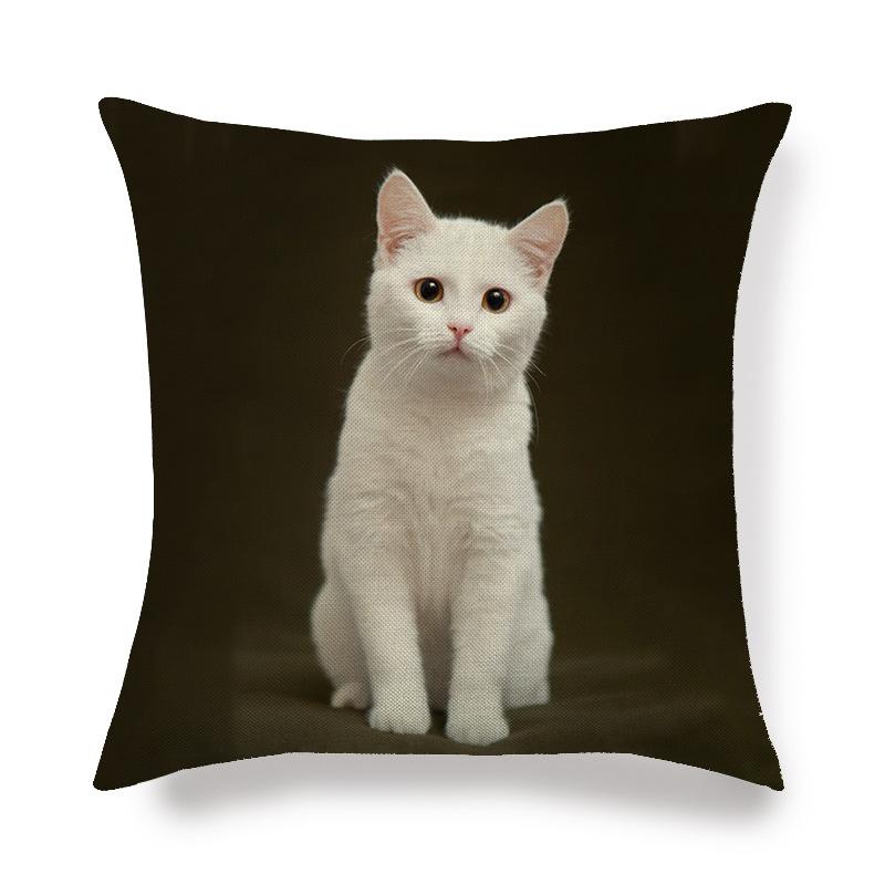 Cartoon Cat Pattern Series Super Soft Cotton and Linen Material Pillow Cover for Home Sofa Decoration Pillow Cover