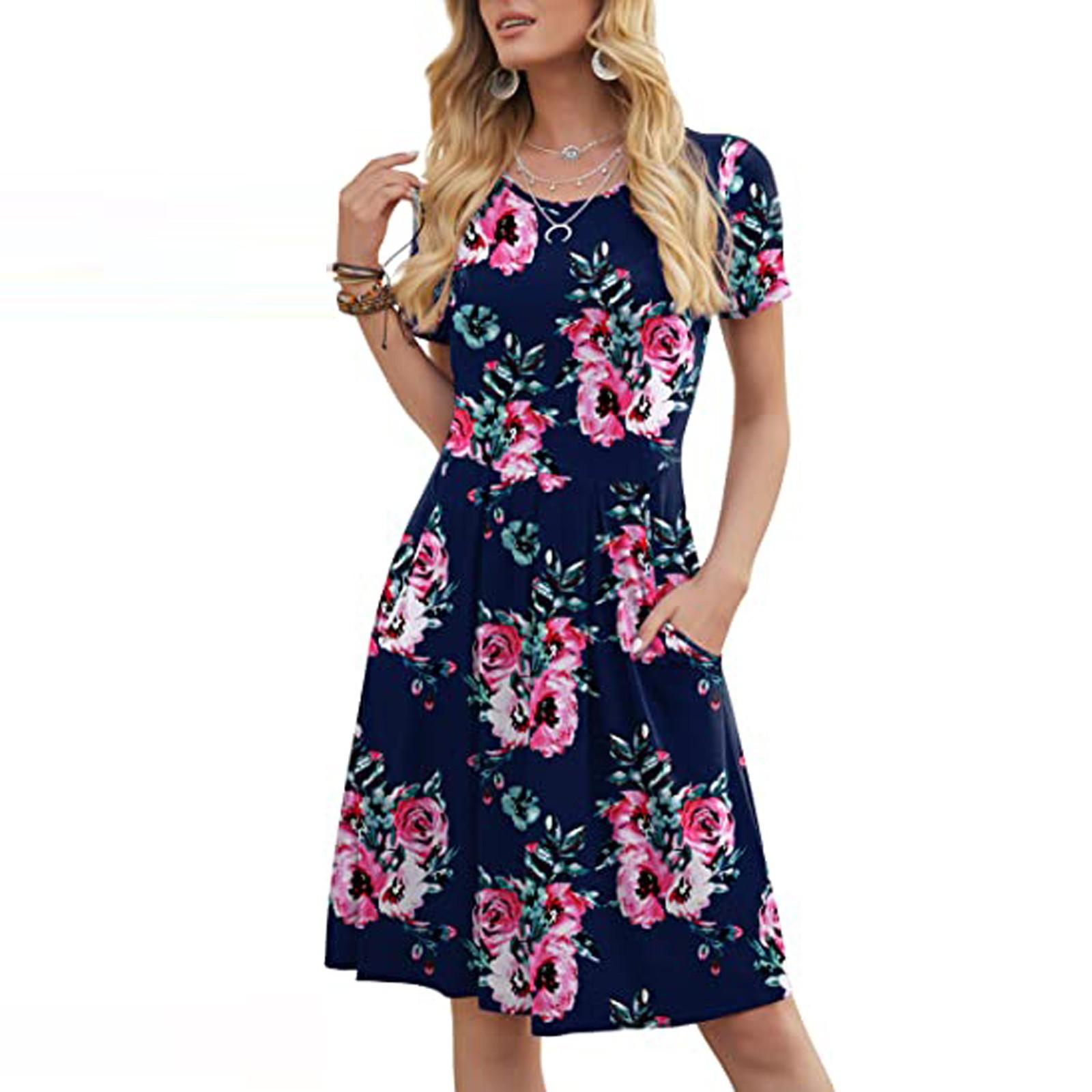 

Женское модное свободное плиссированное платье с круглым вырезом и карманами для отдыха S красный