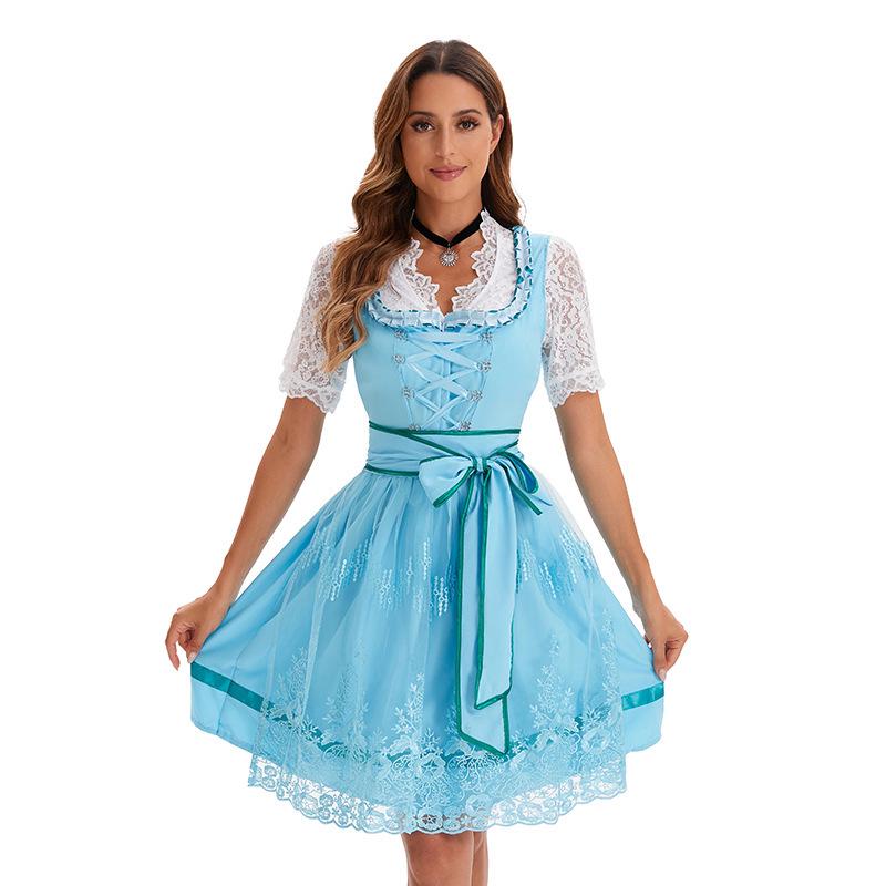 Německé pivní šaty pro plnoštíhlé, evropské a americké Oktoberfest krátký rukáv s ramínky