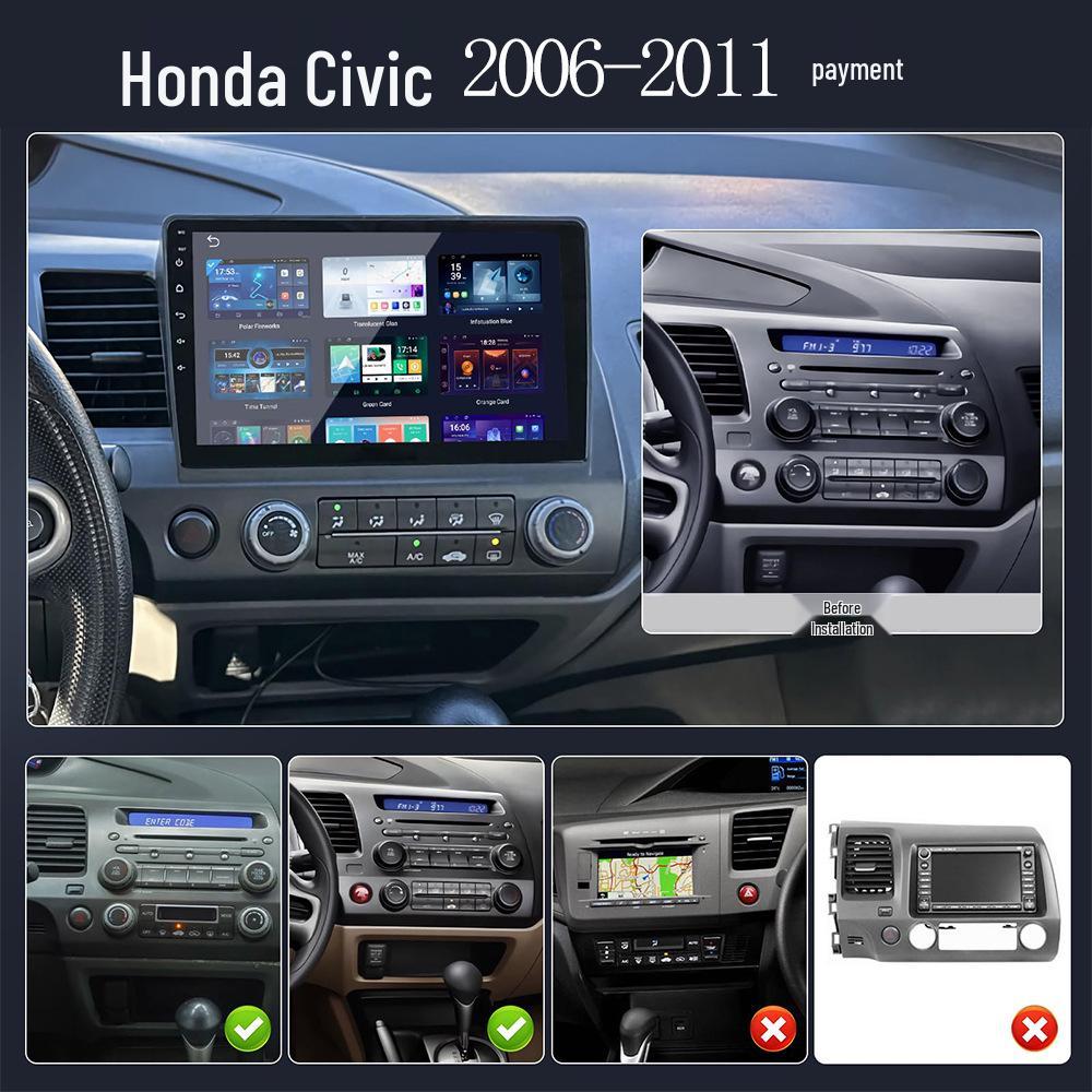 Rádio de Carro Android 12 com Tela Touchscreen IPS de 10,1" e Wireless para Honda Civic 2006-11