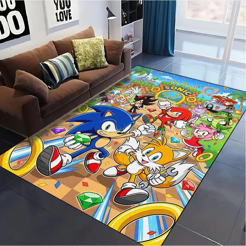 Blue Hedgehog Carpet Rug for Living Room Bedroom Home Sofa Decoration,Kids Play Non-slip Floor Mat