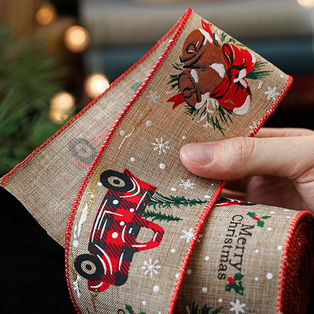 Linen Christmas Themed Ribbon Festive Atmosphere Anywhere Go Wrapping Ribbon Burlap Ribbon Ribbons