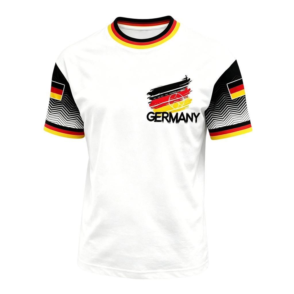 Men's Casual Printed Crew Neck Lightweight Breathable Short Sleeve Shirt Lettering Design Germany Soccer Theme