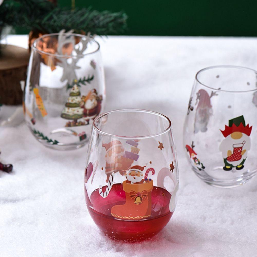 Ručně malovaný skleněný pohár s vánoční tématikou Průhledné sklenice na víno Sklenice na červené víno Hotel