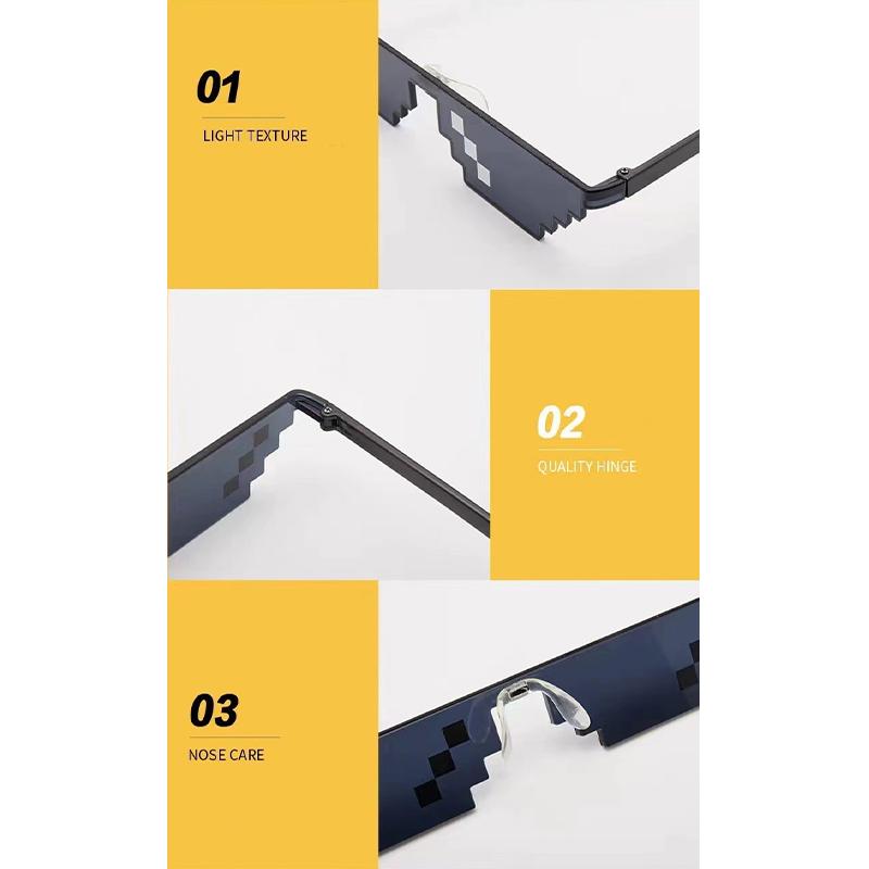 Mosaic Sunglasses Vintage Shades Eyewear For Men Pixelated Sun Glasses Funny Women Glasses Birthday Wedding Party Cosplay Favors