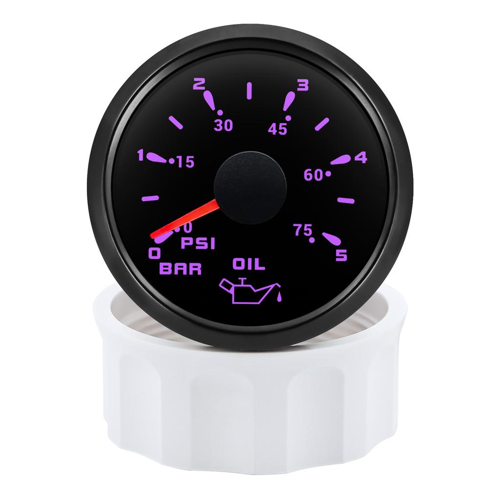 7 Color Backlight oil pressure gauge with sensor 0 to 5 bar 0-75PSI Auto Car Oil Press Meter For Marine Boat Yacht 12V24V