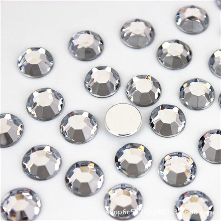 10mm Round Acrylic No-Hole Flat-Bottom Rhinestone Forehead Stickers for DIY Crafts