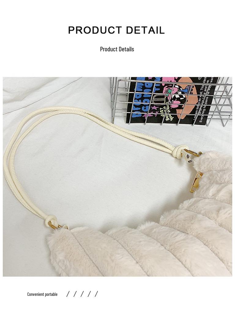 Women's Plush Shoulder Bag - 2025 Fashionable Versatile Furry Underarm Handbag with Niche Design
