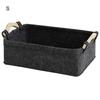 Felt Home Storage Basket Sundries Books Magazines Organizer Box with Wood Handle