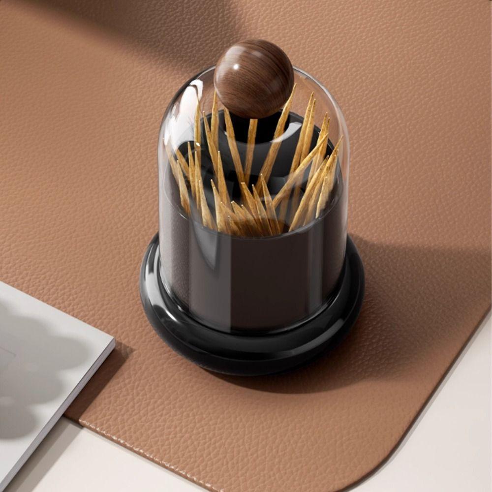 Plastic Dental Floss Case Clear Dome Lid Toothpick Storage Box Cotton Swab Jar Living Room