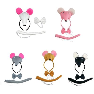 Kinder Maus Kostüm Stirnband Fliege Schwanz Kostümset Karnevalsparty Fotoshootings Requisiten Bühnenkostüm Schultheater Requisiten