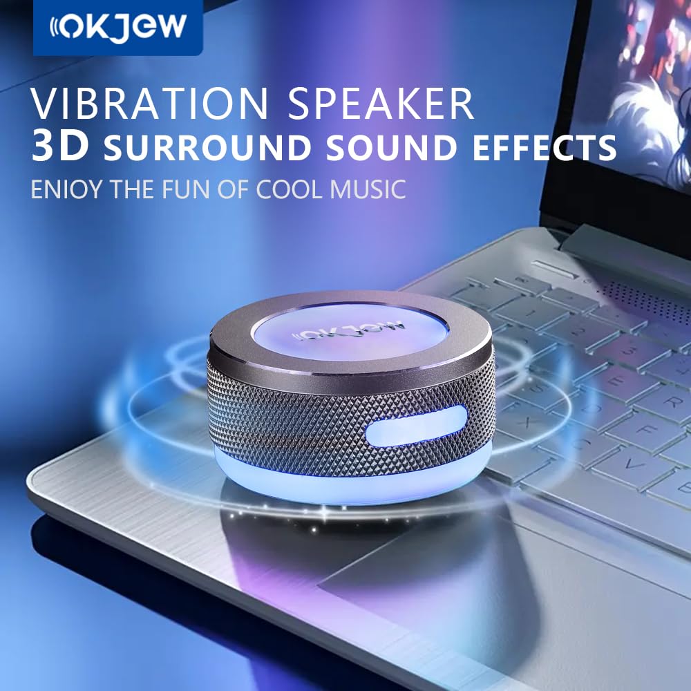 Okjew Bone Conduction Bluetooth Vibration Portable Wireless 3D Surround Dynamic LED for and Outdoor Use Speaker, Speaker, Speaker, Speaker, Sound,