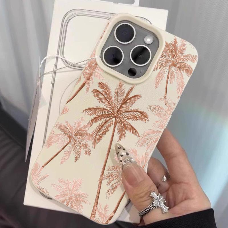 Pink Coconut Tree Pattern Phone Case For iPhone 17 Air 16 15 14 13 12 11 Pro Max 16e 16 17 Pro 15 14 Plus 13 Soft Cover Fundas
