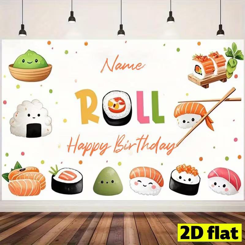 

2D Japanese Food Sushi Themed Birthday Background 47.2x31.5inch/120*80cm