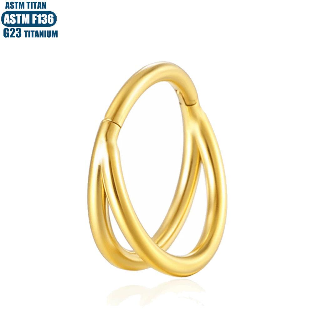 F136 Implant Grade Titanium Forked Nose Ring & Zirconia Seamless Stud Earring Set