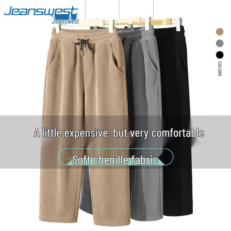Jeanswest Men's 320G Chenille Drape Straight-Leg Casual Pants