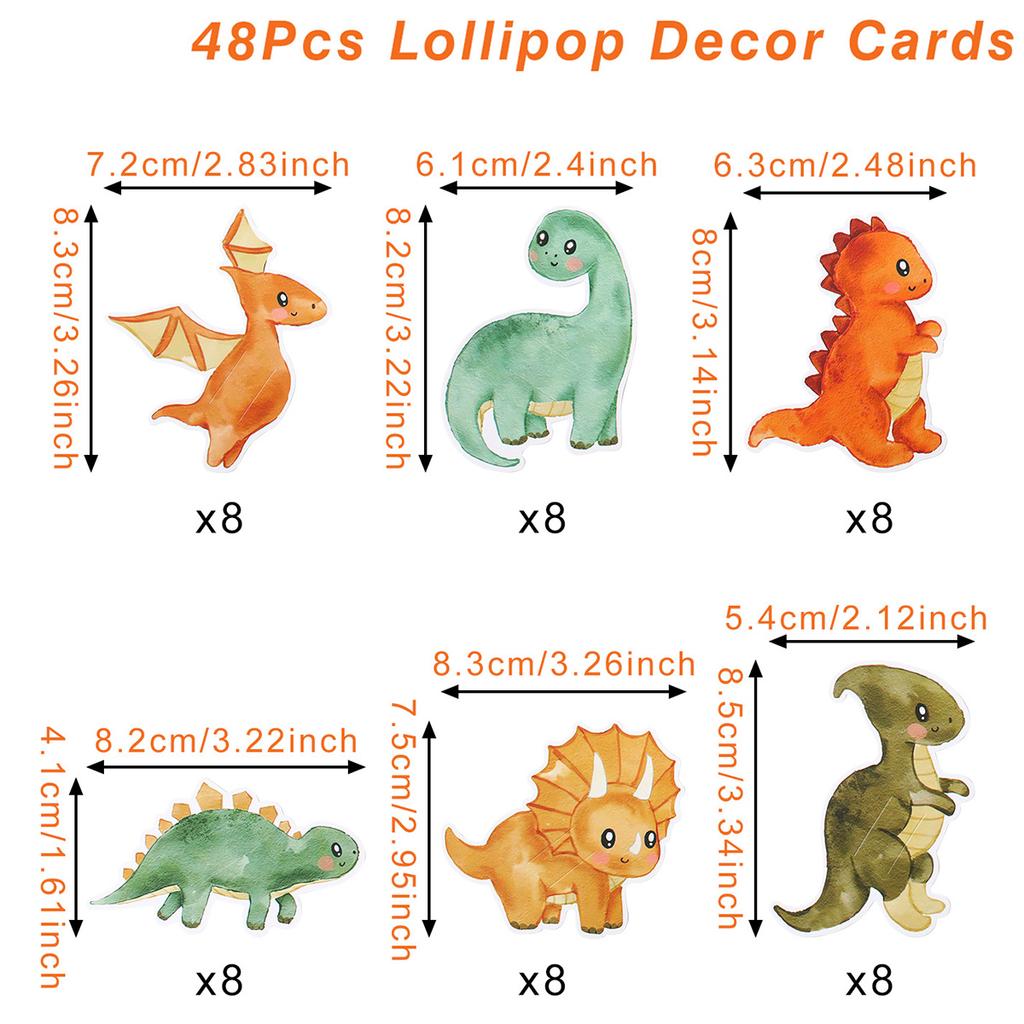 Dinosaur Lollipop Holder Card Dino 1st Birthday Party Decor Kids Boy Jungle Safari Party Favors Roar Candy Card Baby Shower