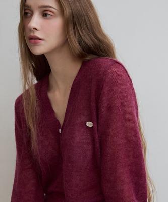 Oder Kid Mohair Coin Cardigan - Wine