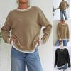 Women's Sweater Crew Neck Autumn and Winter New Contrasting Color Splicing Casual Pullover Loose Sweater Women's Top