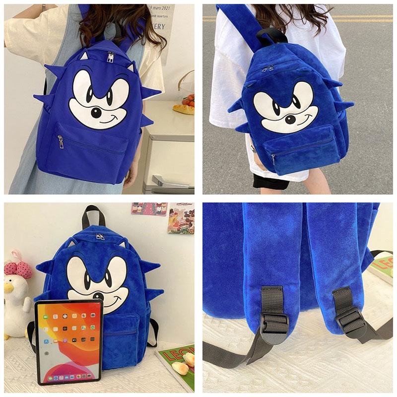 Zaino per Bambini Carino di Sonic, Grande e Resistente, Impermeabile, Traspirante, Con Spallacci Curvi, Blu