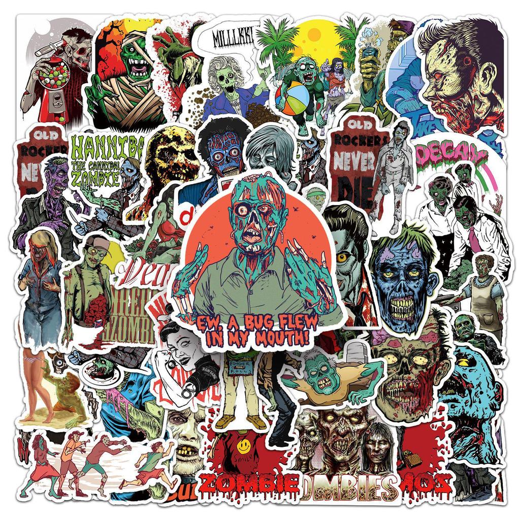 51 Creative Zombie Graffiti Stickers - Horror Series for Cars, Water Bottles, Suitcases, and Phone Cases