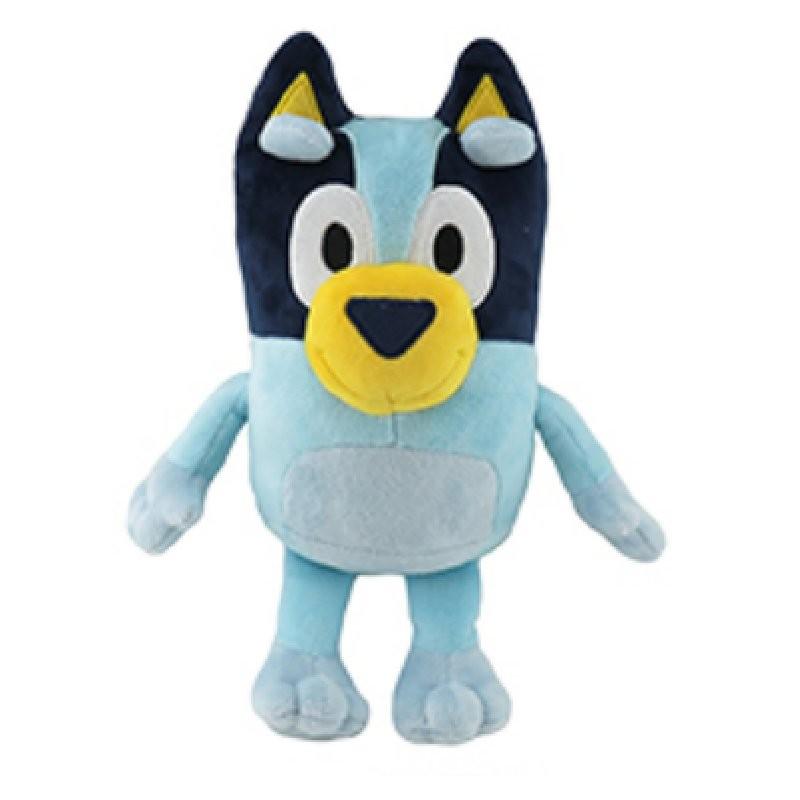 Plüschtier der Glücksfamilie: Niedlicher Cartoon-Hund, weiches Stofftier in Orange und Blau