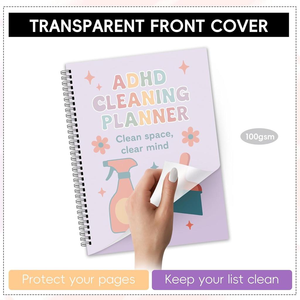 ADHD Cleaning Planner | Home Cleaning Schedule for Adults | Daily, Weekly, Monthly, Yearly Cleaning Checklist | Declutter, Organizing, Family | ADHD