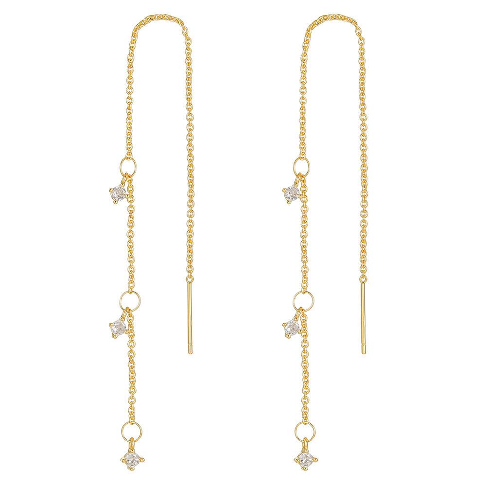 

Geometric Copper Gold Plated Zirconia Dangle Earrings For Women Wedding Party Accessories