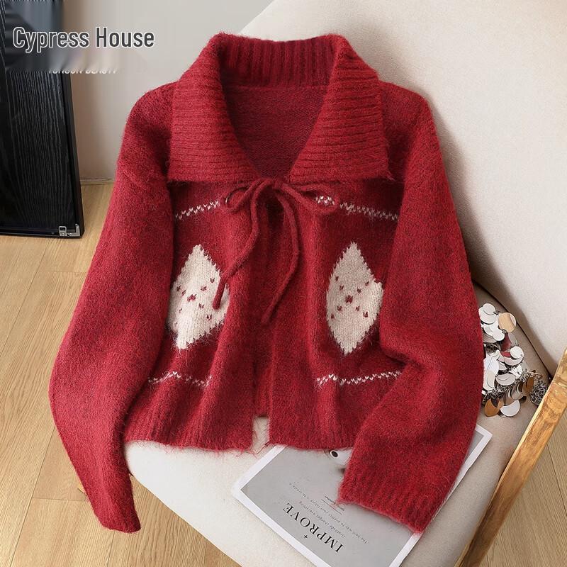 

Women s Cropped Oversized Lapel Long Sleeve Knit Top One Size