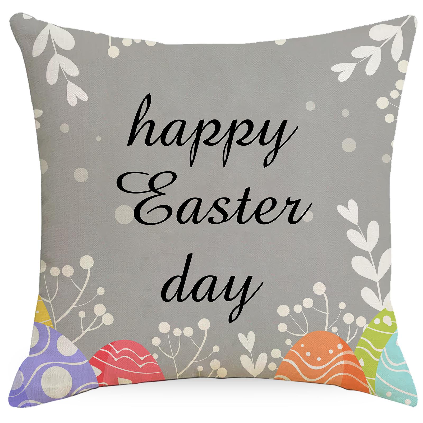 

Пасхальная наволочка Кролик Пасхальное яйцо Серый Лен Принт Дом Диванная подушка Спальня Автомобильная подушка 45 * 45Cm without pillow core