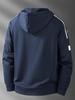 Men's High-End Casual Hooded Sweatshirt - Autumn/Winter Color Block Zipper Jacket with Embroidery