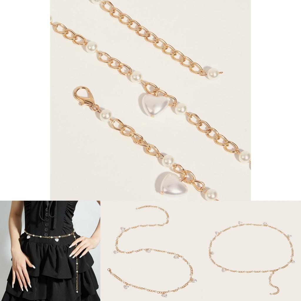 Fashion Faux Pearl Waist Chain With Metal Chain For Summer Womens Party Wear