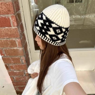 Warme Wollmütze Damen Herbst und Winter Outdoor Kälteschutzmütze Bergsteigen Gestrickte Stapelmütze Kälteschutzmütze