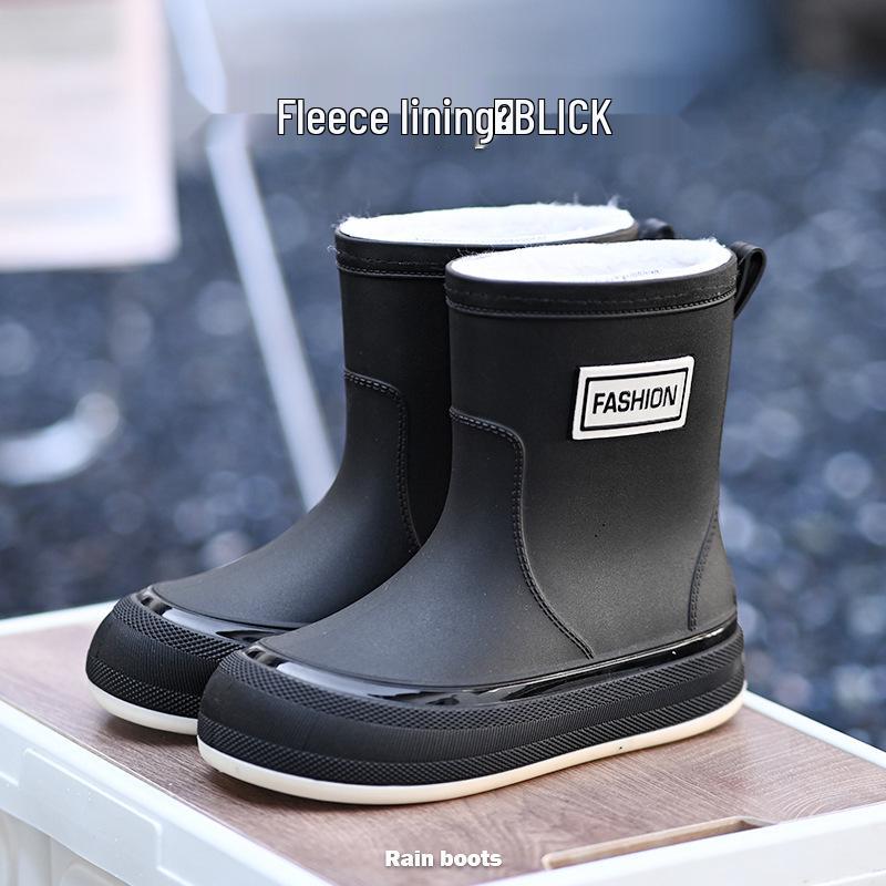 Damen Wasserdichte Verstellbare Mid-Calf Regenstiefel mit Weicher Sohle & Fixierter Kordel