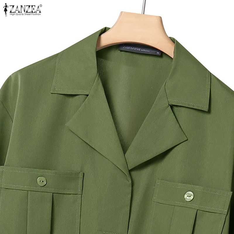 ZANZEA Women Half Sleeve Blouse and Pants Casual Two Piece Suit Sets