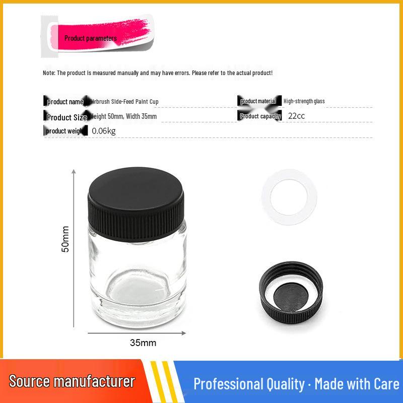 22cc Glass Side Pot Airbrush Paint Bottle for Model Art Spray Painting