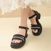 Fashion Crystal Band Thick Soled Sandals Woman Summer Ankle Buckle High Heel Sandals Women Open Toe Non Slip Gladiator Sandalias Mujer