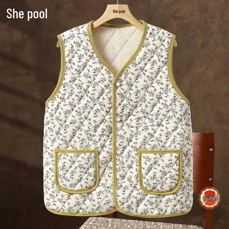 

Женский этнический стеганый жилет с ромбовидным цветочным узором L