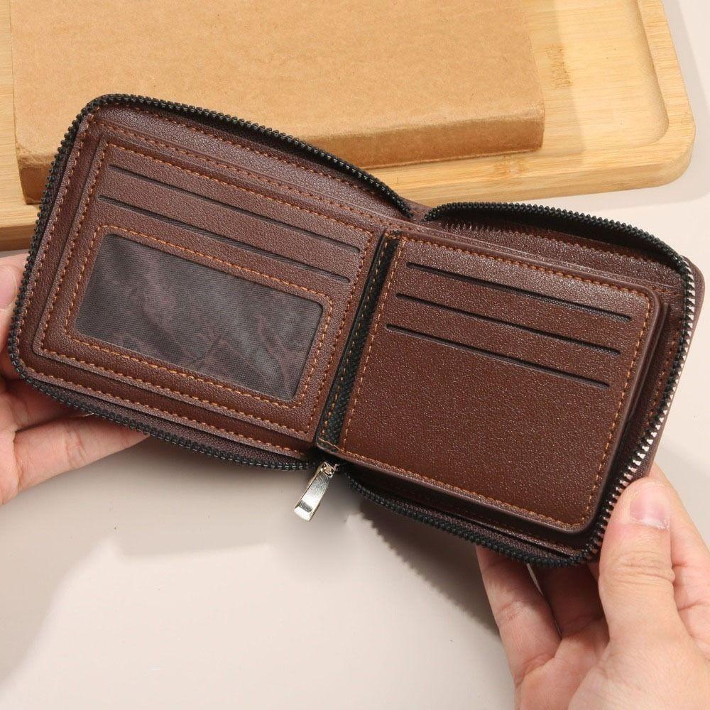 Solid Color Men Short Wallet External Male Wallet Vintage Business Card Bag  Outdoor