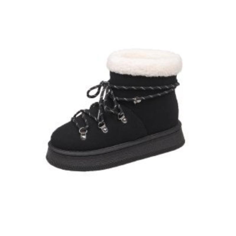 

New Women s Snow Boots with Thick-soled Height-increasing Cotton Boots and Suede Wrapped Cotton Shoes 36 чёрный