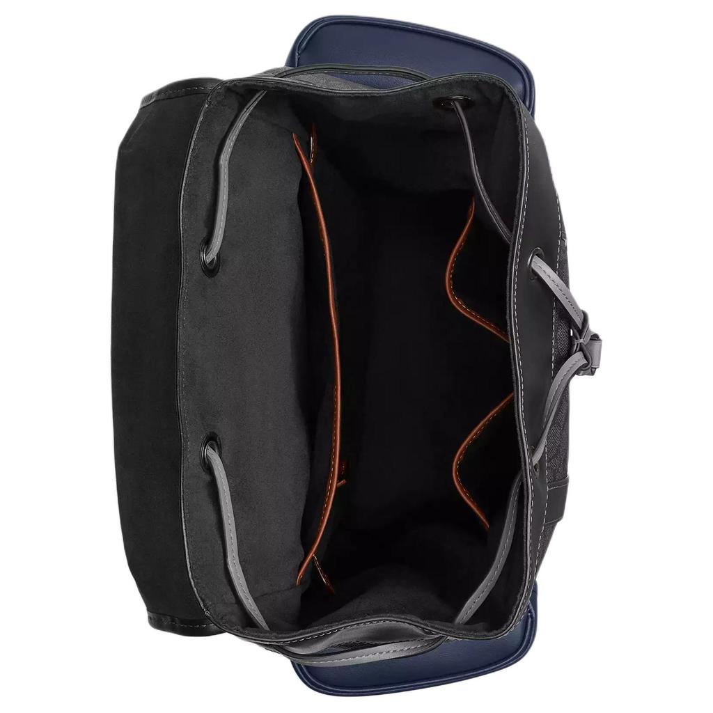 Coach Hitch 31 Brand Print Flap Closure Coated Canvas And Refined Calfskin Backpack Large Men Backpack Black CV985-BLC