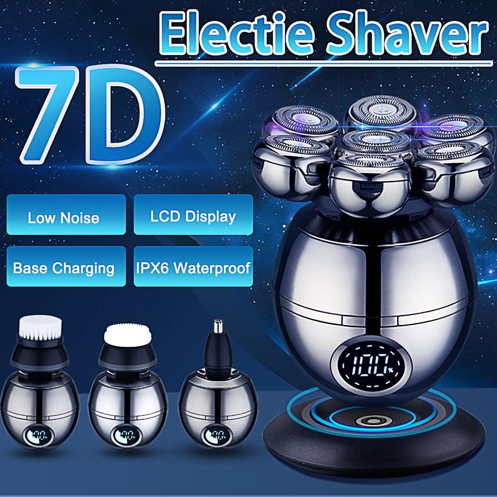 Wiederaufladbarer Elektrorasierer 7 Schwebende Köpfe Klingen Elektrorasierer Pflegeset Rasierer für Männer USB-Aufladung 5 in 1 5V