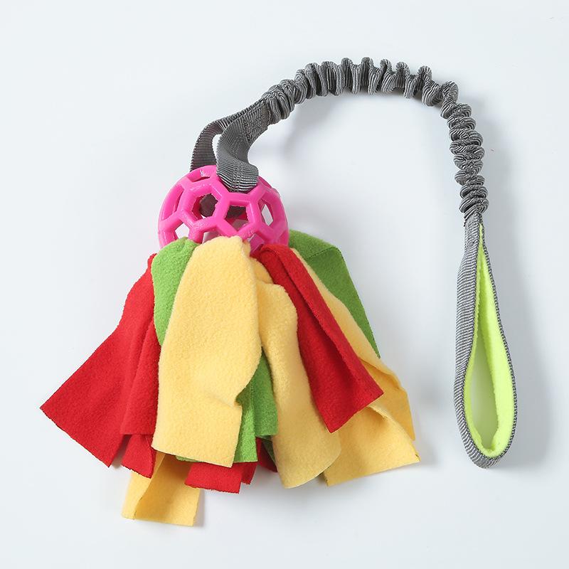 

Elastic Dog Tug Toy with Fleece Tassels and Chew Ball Durable Interactive Pet Toy