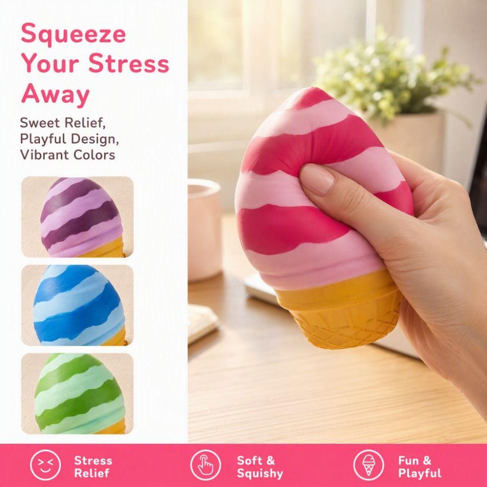 Simulation Sundae Ice Cream Squishy Toy Big Size Sensory Stress Toy Ice Cream Cone Pinch Le Gift