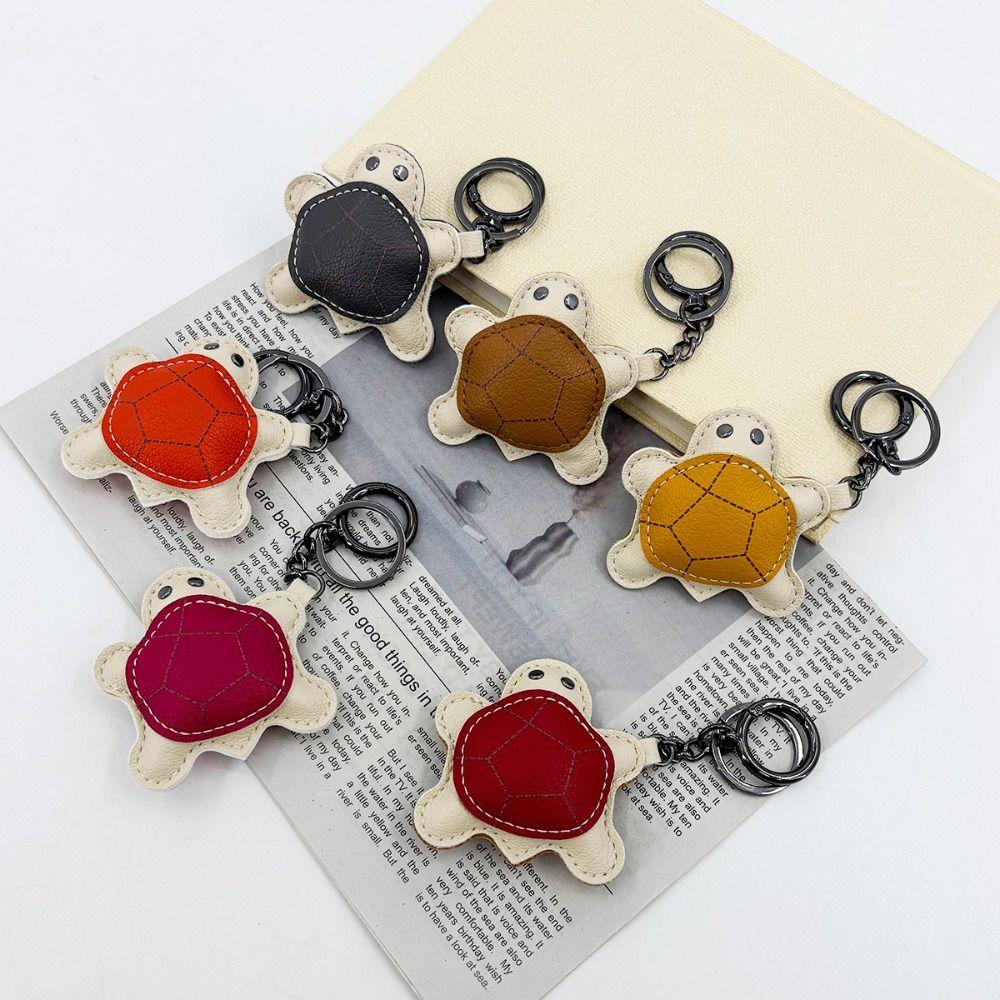 DIY Pu Leather Key Chain Hanger Bag Pendant Multi-color Leather Turtle Pendant Car Accessory