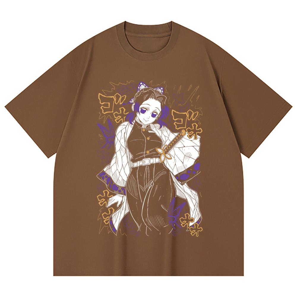 230 Gsm 100% Cotton Demon Slayer V45 Shinobu Print Unisex Heavy Cotton T Shirt