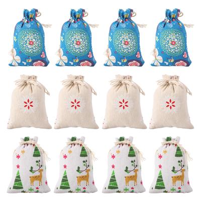 12pcs Christmas Bags Candy Cloth Bags Holiday Cloth Bag Party Supplies Reusable Storage Pouches Assorted Colors